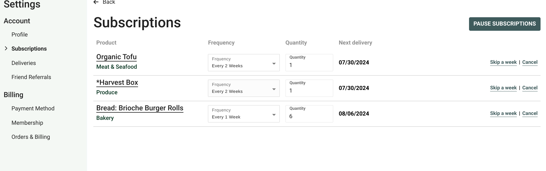 Pause all subscriptions option